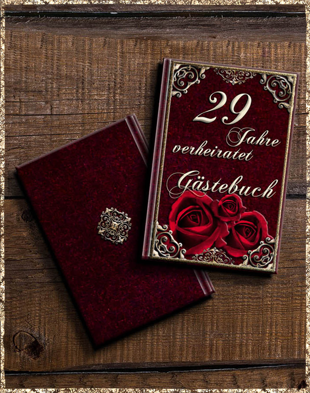 29 Jahre - samtene Hochzeit - Gästebuch silber bordeaux